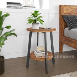 小圆桌双层小茶几仿实木北欧风轻奢简约北欧床头桌沙发边角几床几