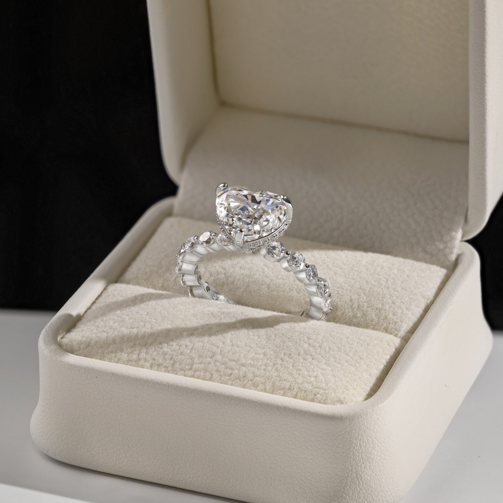 7g Weight Zircon Inlay Material Open Rings, Rings Classification 5, 9, Adjustable Ring Size 1 Piece Quantity Holiday, Daily Occasion 925 Sterling Silver Material Heart Shape Pattern Women's Gender Plating, Inlay Design Basic, Simple Style, Classic Style Style 925 Sterling Silver Zircon Heart Shape Open Rings Rings 70
