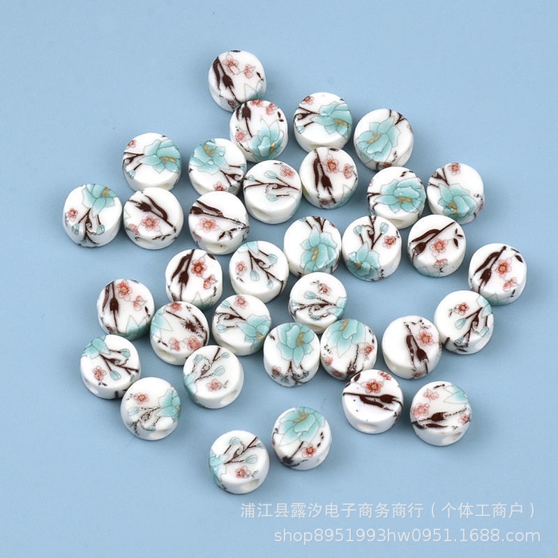 Flores de cerámica oblata esmalte de color decal de cerámica flores de estilo chino hechas a mano DIY collares pulseras pendientes accesorios