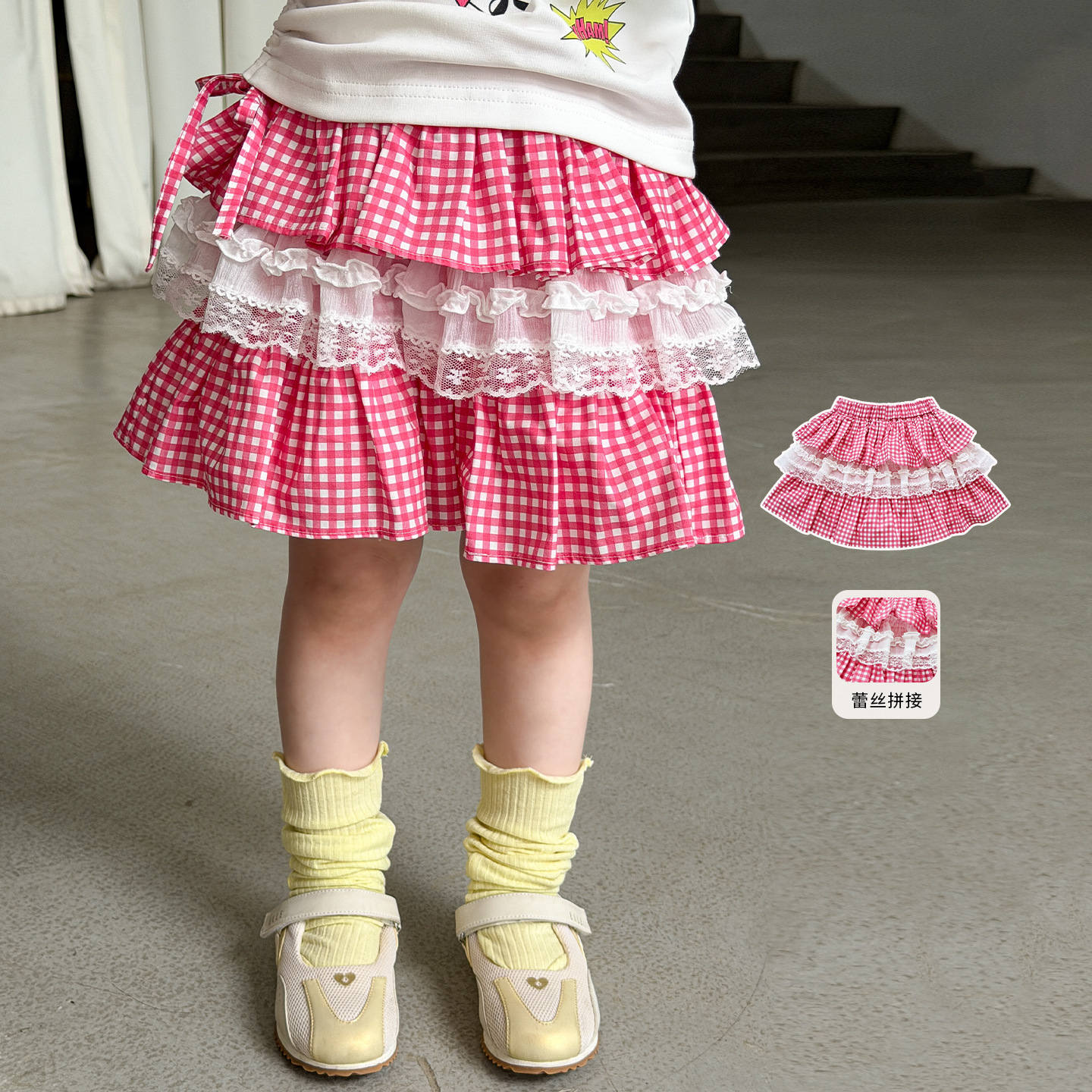 Caña de azúcar de pera ropa infantil niñas falda de mitad de verano delgada 2026 falda de pastel casual falda infantil falda corta de bebé de clase A