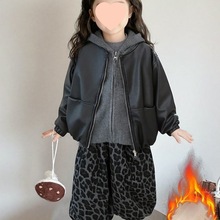 女童皮衣套装秋2025新款儿童宝宝三件套时髦爆款秋冬款炸街小洋装