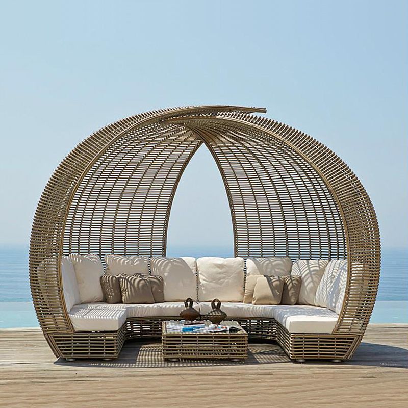 Silla de playa Cama redonda Hotel escénico Piscina al aire libre Resort Sofá cama al aire libre Sofá cama grande al aire libre