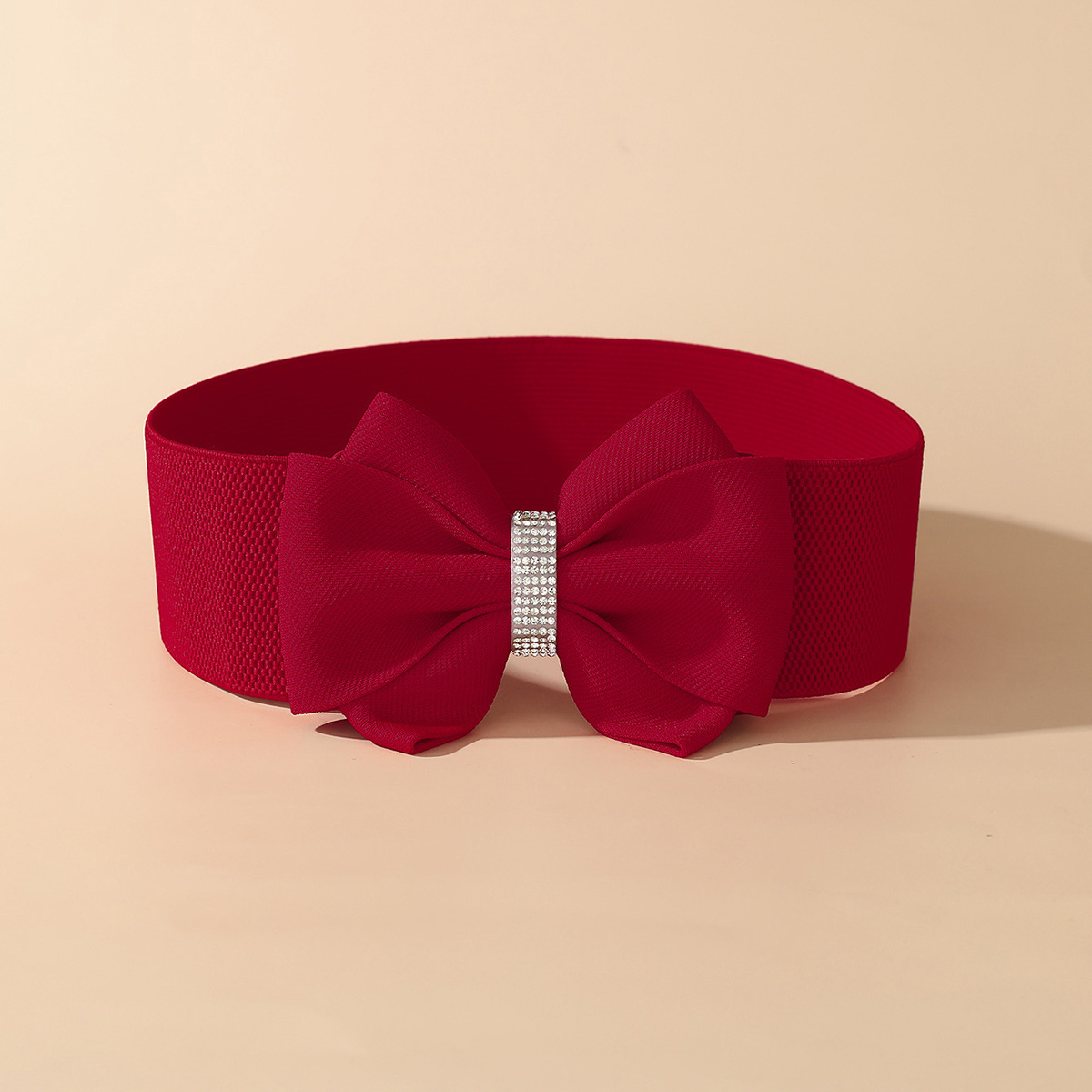 Korsettbälte med rosett och strass, elastiskt midjebälte_voghion.com