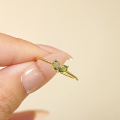 海億達 柔枝綠葉戒指女ins輕奢小眾設計高級感橄欖綠食指戒可調節