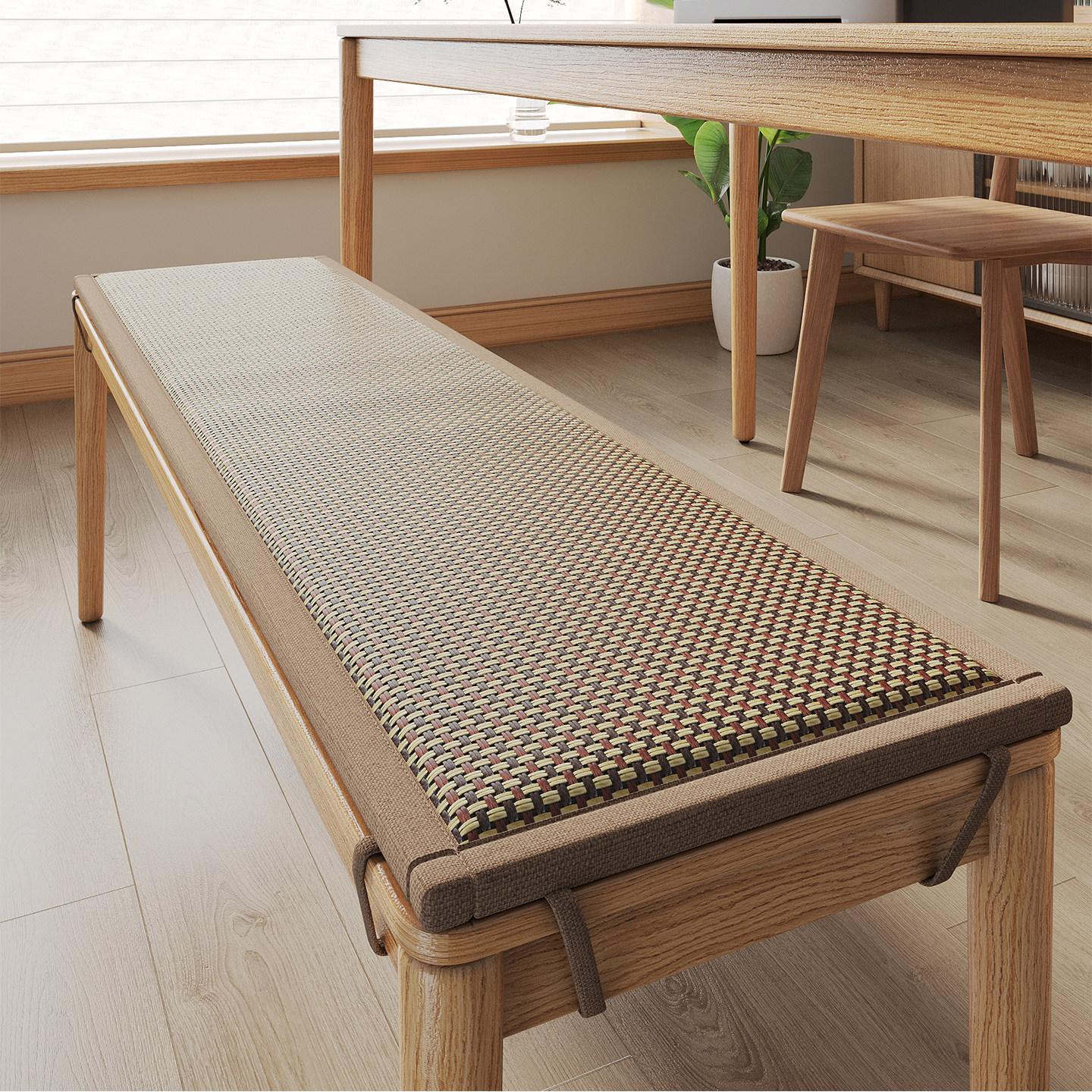 Verano cojín de caña cojín de silla cojín de taburete largo de madera maciza cojín de asiento de verano cojín de asiento de madera roja cojín de silla antideslizante cojín