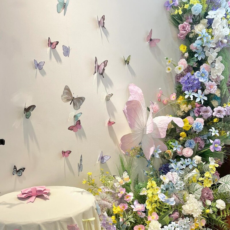 Monet's Garden Pvc Three-Dimensional Butterfly Decorative Wall Stickers, Atmospheric Photo Area Scene Layout, Check-In Corner Renovation