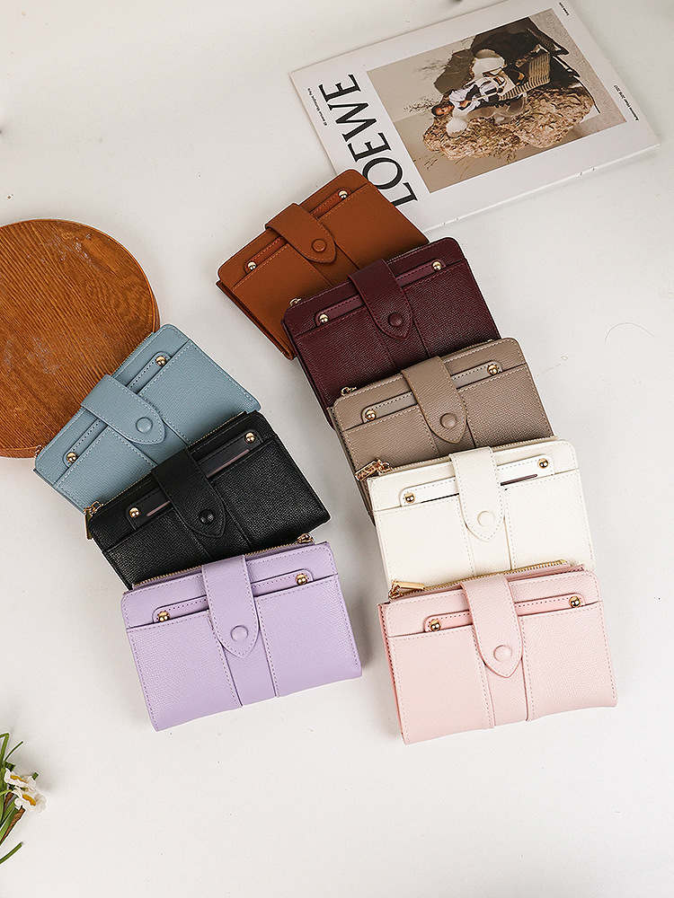 Comercio exterior bolso de damas largo nuevo bolso de tarjetas de color sólido de alta calidad multifunción gran capacidad bolso de tarjetas de cambio plegable