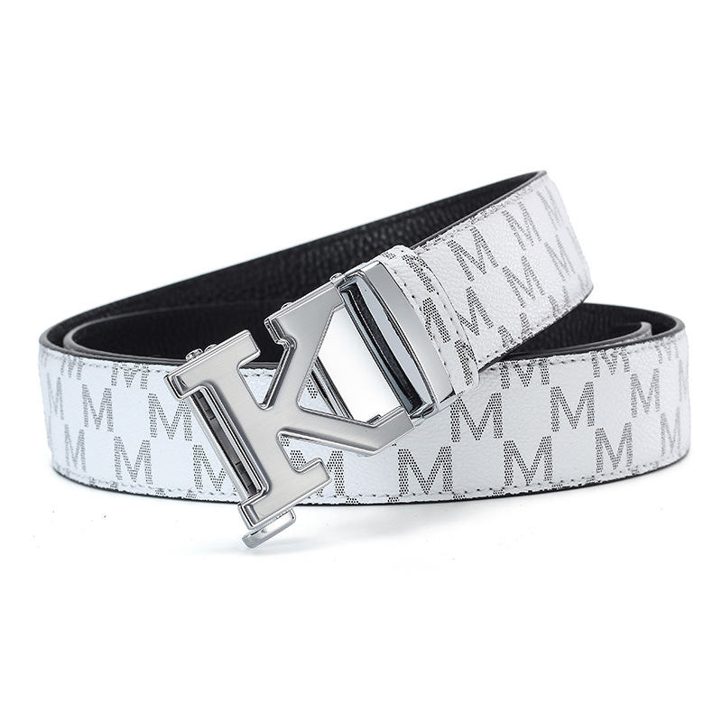 Men's Premium Leather Belt With Automatic Buckle M Letter Design_voghion.com