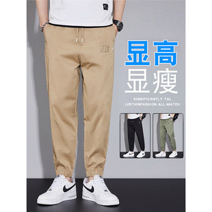 Men's Casual Cargo Jogger Pants Loose Pure Cotton Trousers 2025 Summer Thin Student Versatile Khaki Long Pants