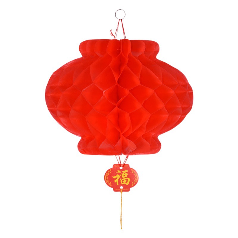 Big Red Festive Honeycomb Plastic Paper Lanterns Wedding Decorations New Year Shopping Mall Opening Decoration Supplies Foldableing Small Lanterns
