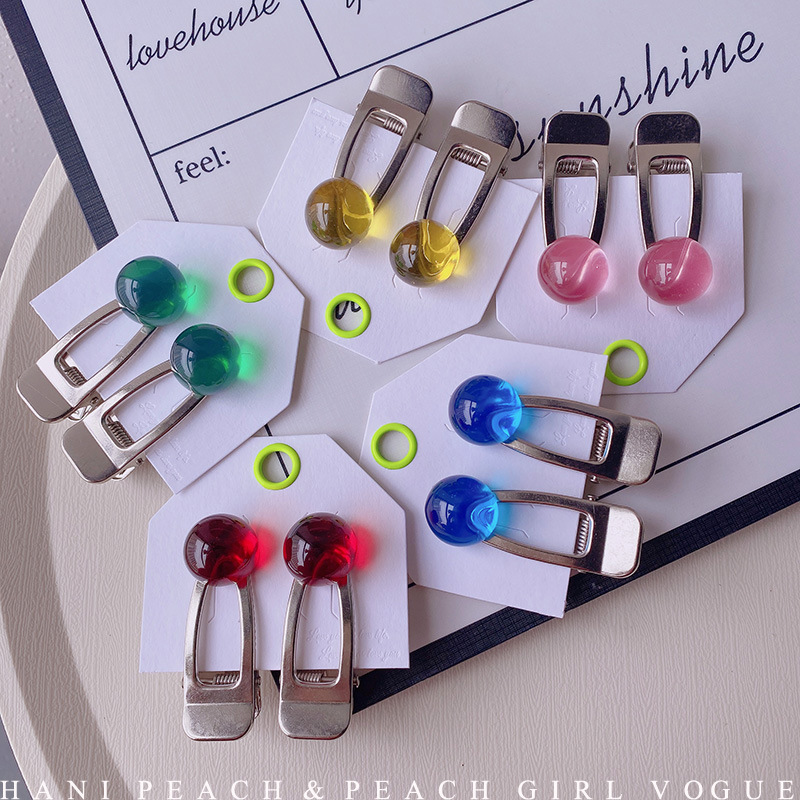 Hd647A03 Transparent Gemstone Korean Ins Girl Metal Hairpin Side Clip Broken Hairpin Niche Creative Hair Accessories