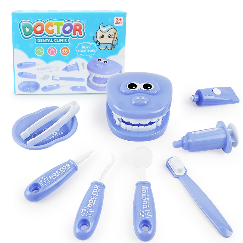 G010 color box packing 9 pieces Doctor dentist play house toy set children's educational play game