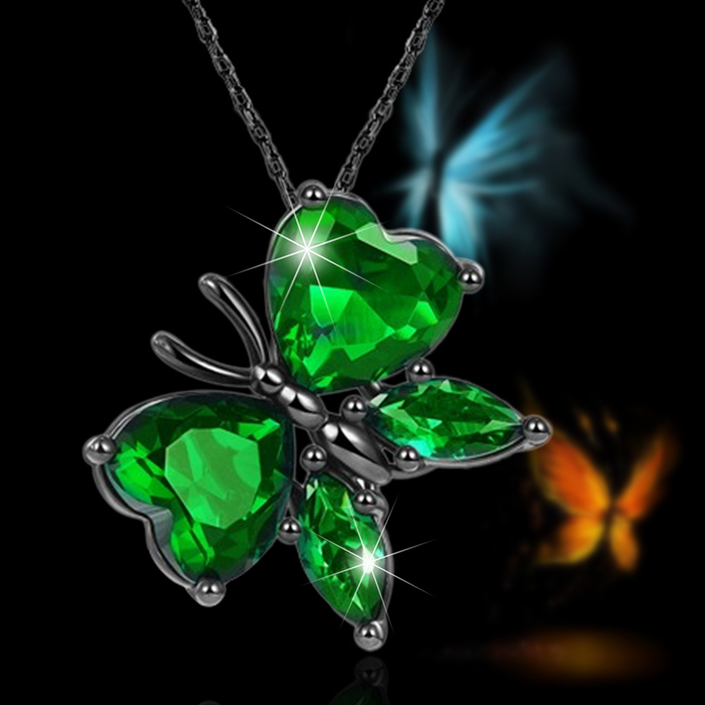 Collana con ciondolo a farfalla in cristallo verde di vendita calda, accessori per gioielli animali da donna alla moda e versatili,_voghion.com
