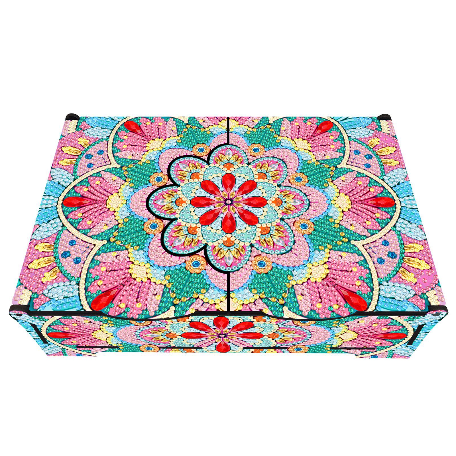 Periférico de pintura de diamantes DIY punteado hecho a mano mandala caja de cosméticos de almacenamiento de madera tipo descubierto se puede vender al por mayor