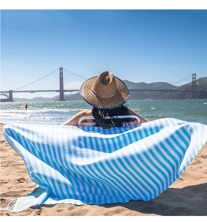 In-stock cross-border customized Turkish non-stick fringed beach towels, adult bath towels, pure cotton quick-drying shawls pic 6