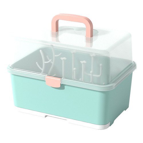 Baby bottle storage box household portable baby tableware storage box drain dustproof drying rack milk powder box