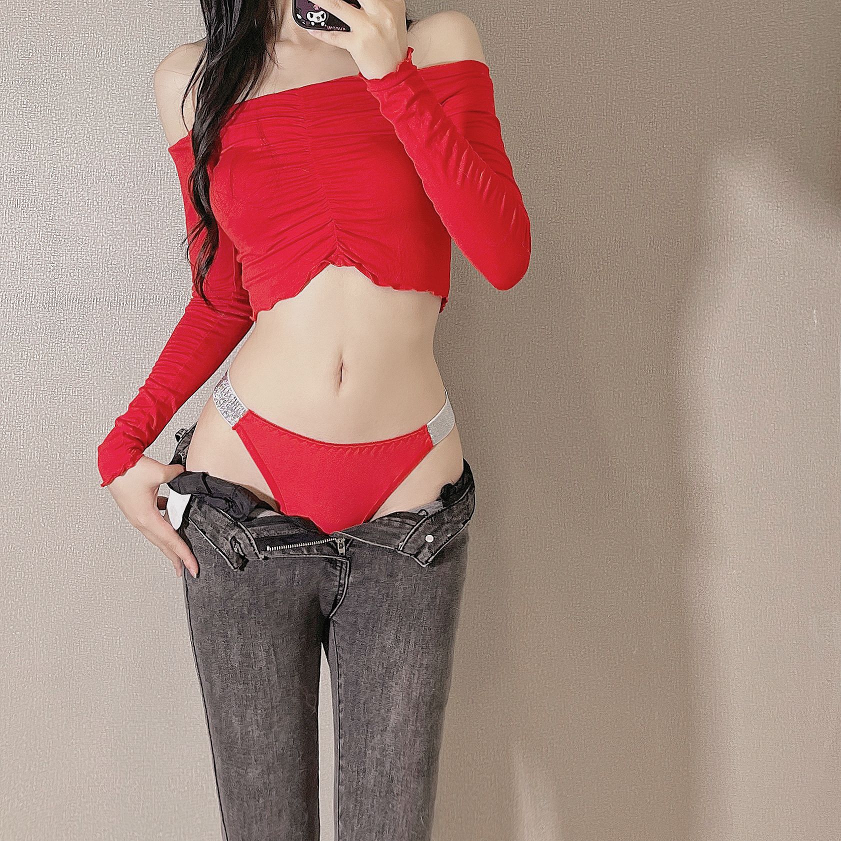 Color Block Low Waist Thong Panties display picture 7