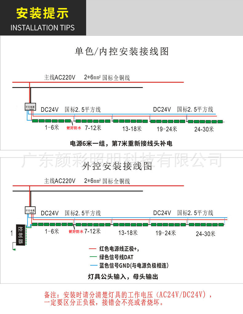 线条灯接线方式