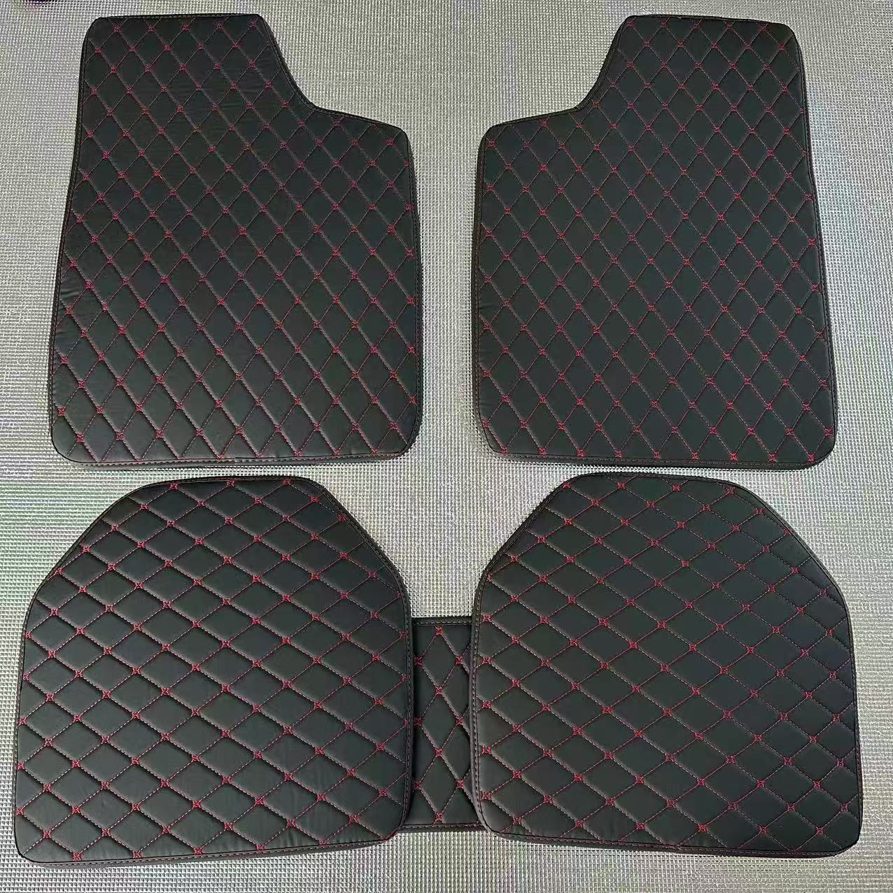 Cross-border universal leather quilted car floor mats, foot pads, direct sales from manufacturer, for Temu, Amazon, and foreign right-hand drive vehicles