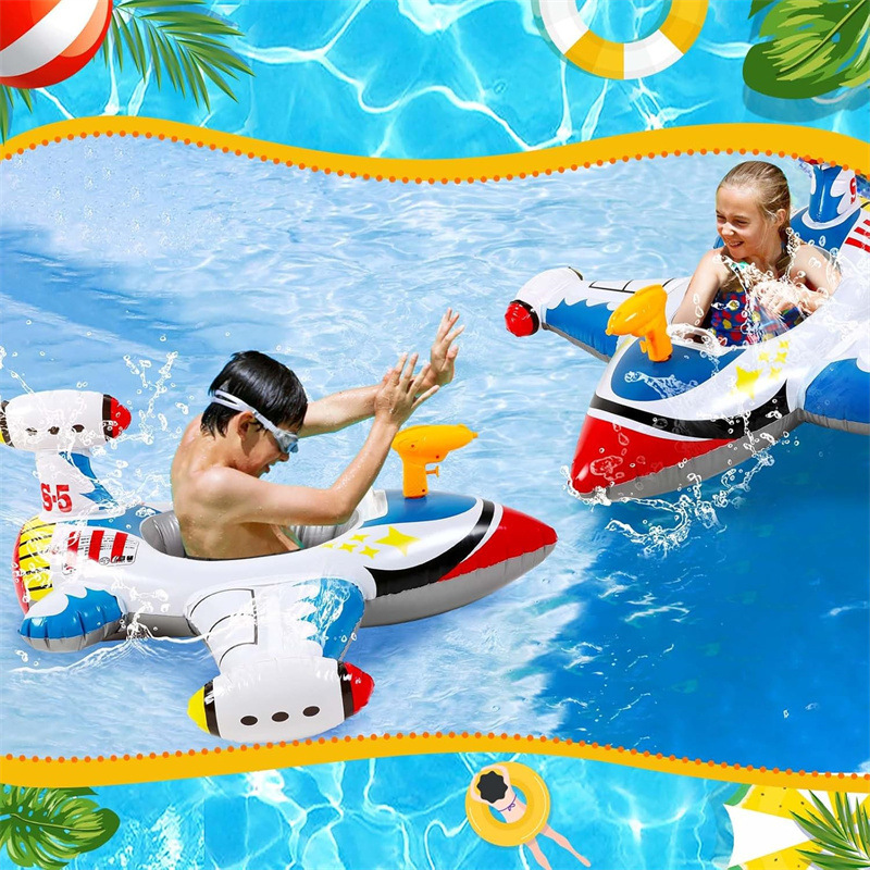 Flotador de piscina con forma de avión, juguete flotante, flotador montable, bote inflable, flotador de tanque, flotador infantil.