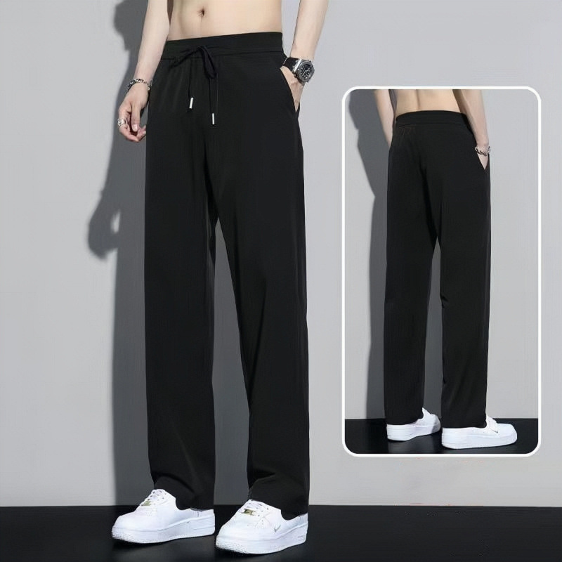 Sports men's summer silk elastic thin trend casual trousers for…