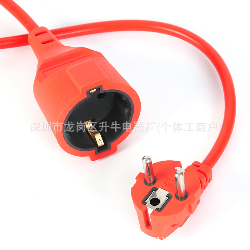 Cable de extensión exterior de dos enchufes estándar europeo Alemania Francia Italia Enchufe holandés Cable de dos núcleos de enchufe macho estándar europeo