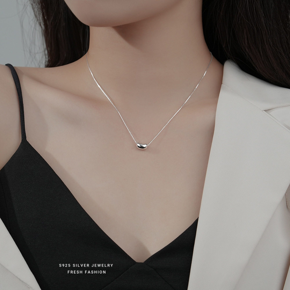 s925 Bead New Women's Pure Silver Necklace, Light Luxury Design, Niche Collarbone Chain, Available For Dropshipping_voghion.com