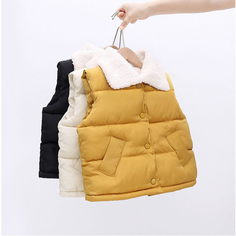 Chaleco de algodón para niños con forro polar para niños y niñas Chaleco de ropa exterior para niños mediano y grandes chaleco protector para niños Otoño e Invierno Nuevo