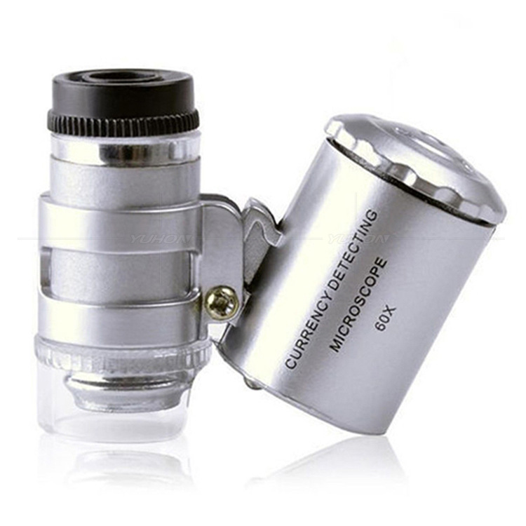 LED灯验钞60倍放大镜考古珠宝镜白酒印刷防伪标签鉴定小型显微镜
