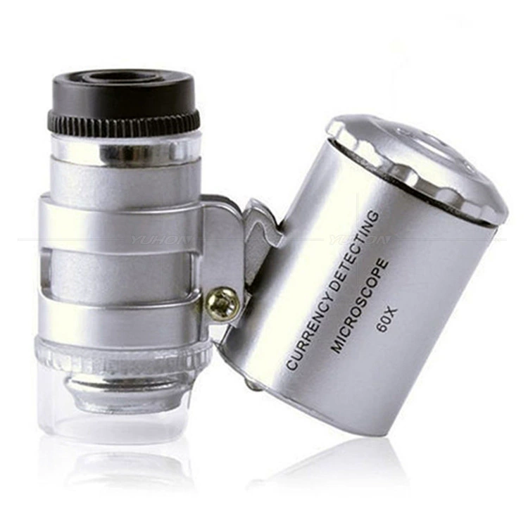 Проверка светодиодной лампы 60-кратное увеличительное стекло археологическое ювелирное зеркало белое вино печать защита от подделок этикетка идентификация маленький микроскоп