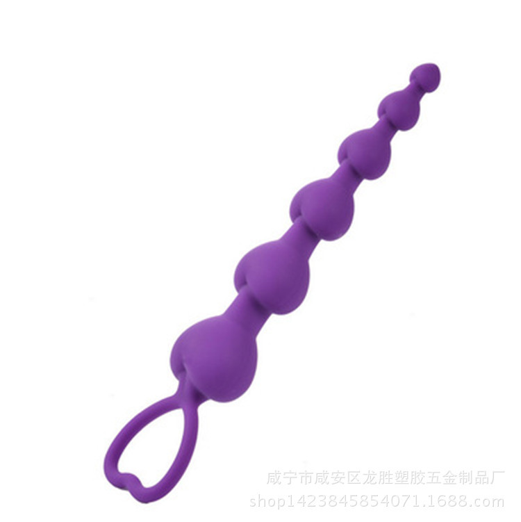 Heart-Shaped Silicone Anal Beads, Soft Flexible Unisex Adult Toy, Black — detail image 13