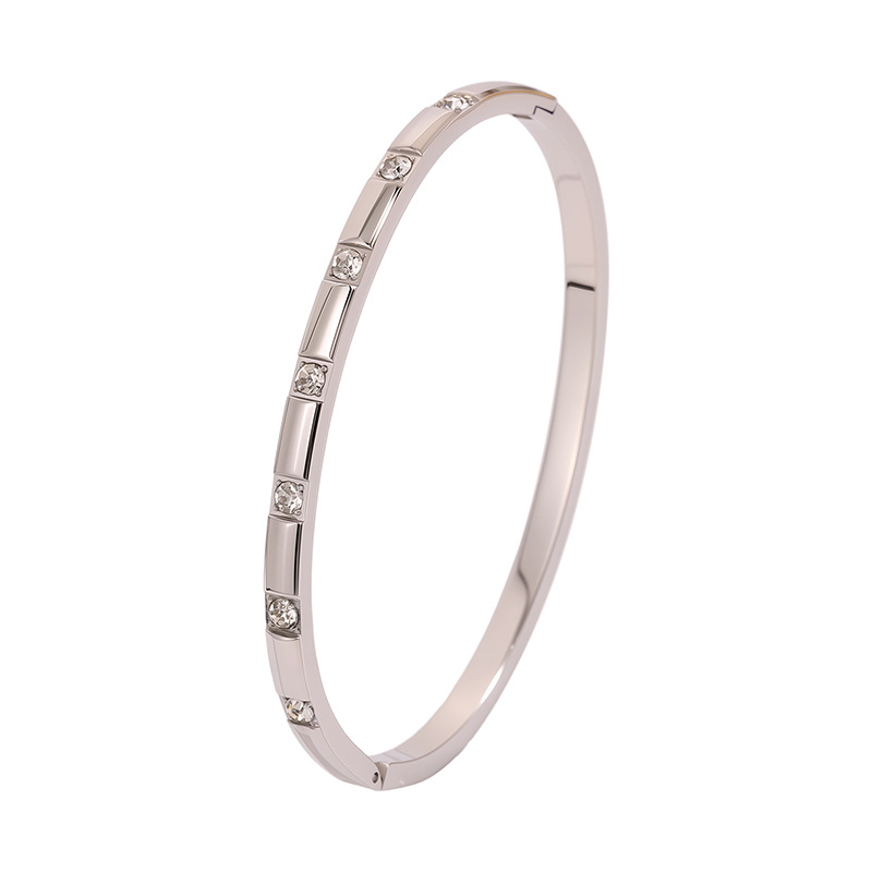 Pulsera de acero de titanio para mujer, sentido de alta gama, pulsera retro europea y americana que no se desvanece, oro de arena, apertura, circón, joyería de pulsera de acero inoxidable image 15