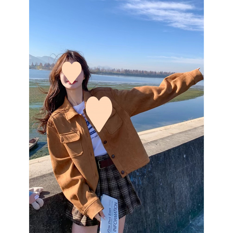 2025春秋新型美ラード鹿の毛皮のコートの女性の小さいサイズのレトロなカジュアルなゆったりしたショートジャケットの上着|undefined