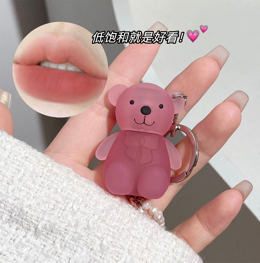 Art Value Cute Little Bear Velvet Lip Mud, soft mist, white and smooth lip glaze, low saturation color, versatile and affordable Item Picture