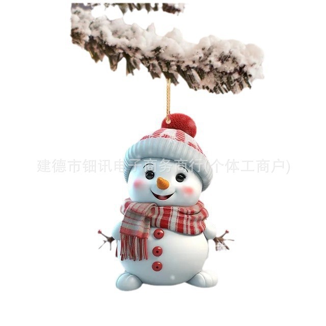 国境を越えた新製品アクリルかわいいアニメクリスマス雪だるま自動車掛け家クリスマスツリー飾り飾り飾り|undefined