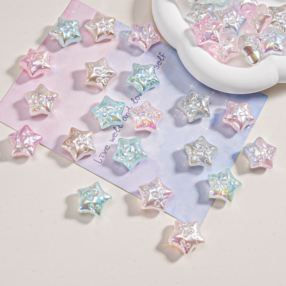 Cuentas Heidi AB, color azúcar esmaltado, patrón iridiscente, cuentas pentagrama, cadena para teléfono, material para bricolaje, cuentas sueltas de ABS