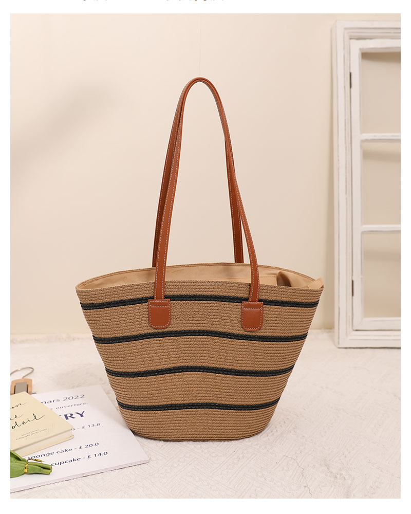 Women's Medium PVC Stripe Elegant Vintage Style Square Zipper Straw Bag display picture 1