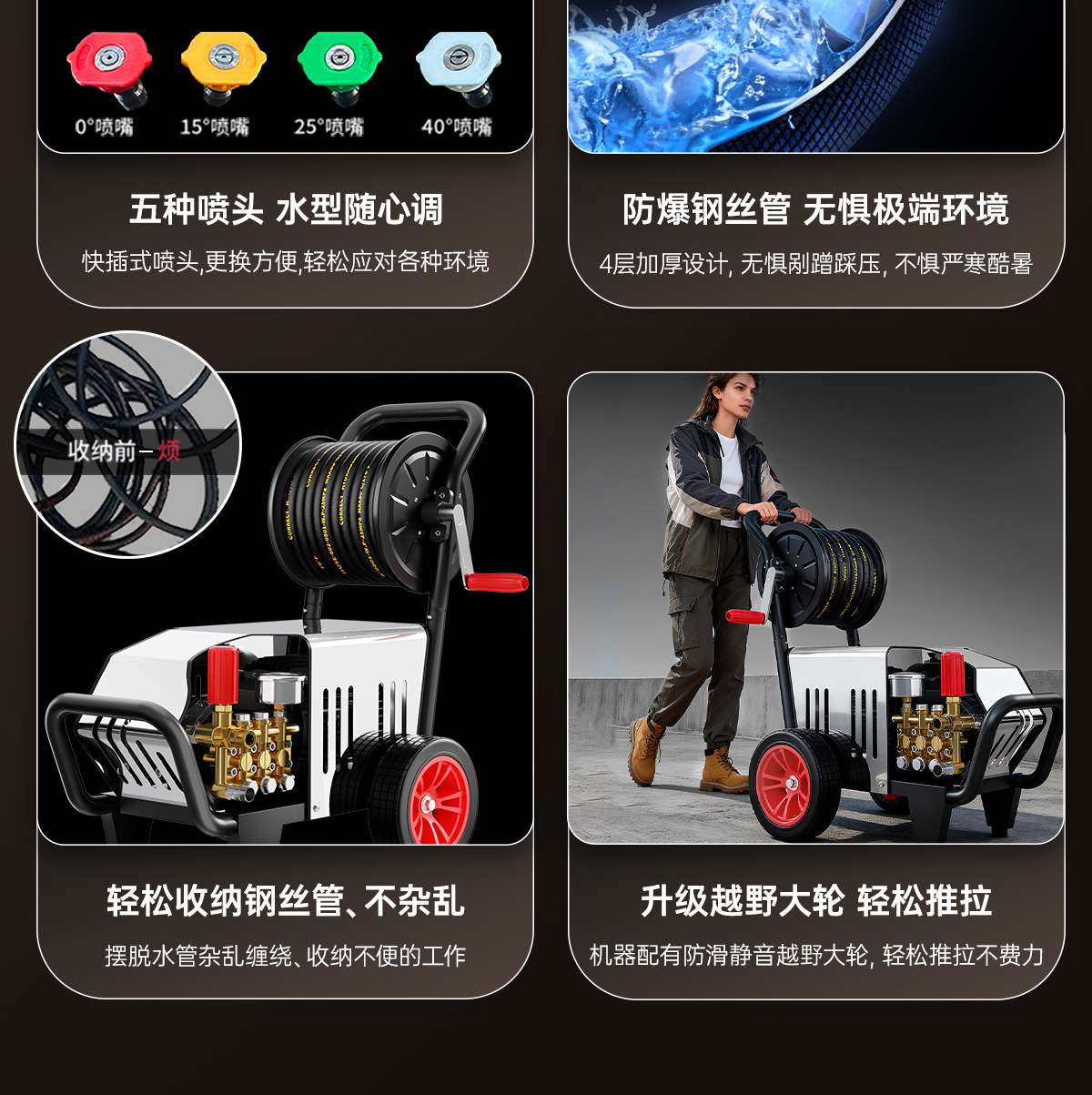 Italian Kinkard Ultra-High Pressure Household Car Washing Machine Commercial Cleaning Machine 220V Household Water Gun Powerful Water Pump