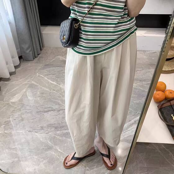 Pregnant women's pants Spring and Autumn New plus size workwear wide-leg pants loose slimming casual cropped pants pregnant women's clothing 1519
