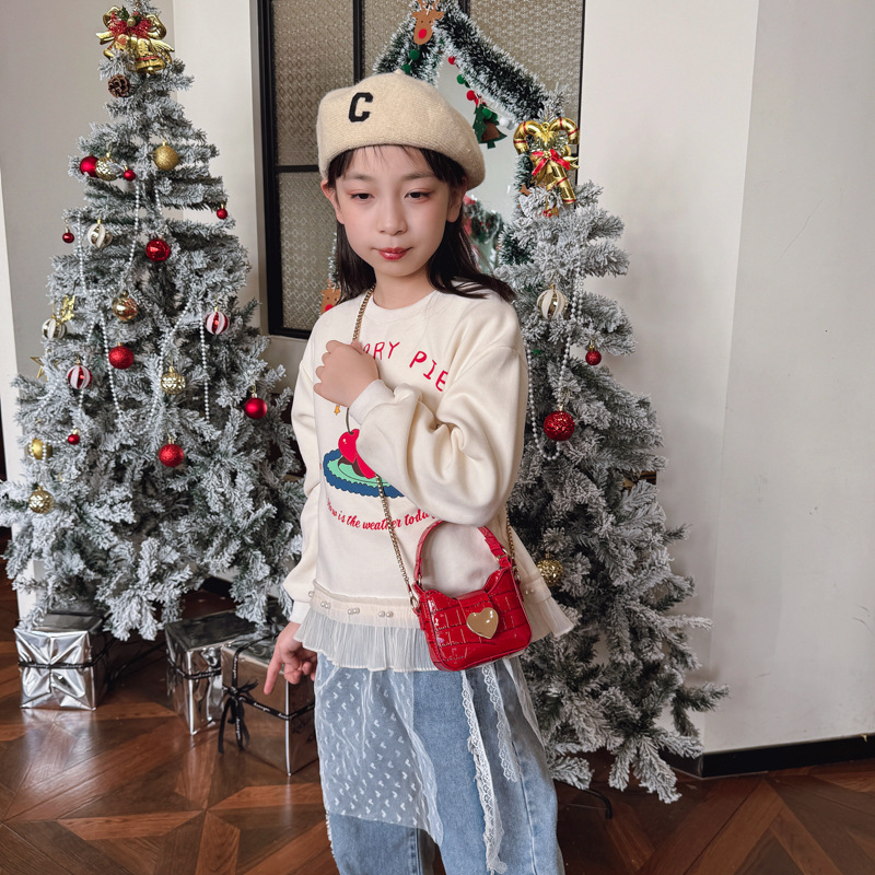 Bolsas populares coreanas para niños y niñas, bolsas de hombro de piedra extranjera, mini bolsas de cadena para bebés, nuevas bolsas de amor para niños