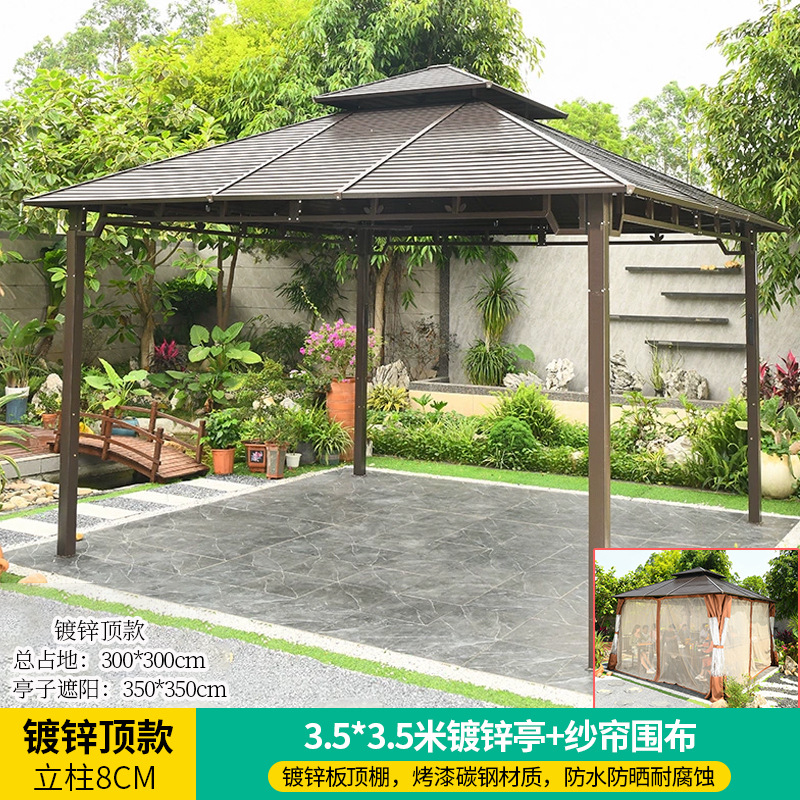 Pabellón al aire libre techo galvanizado pabellón tienda de campaña villa patio jardín terraza punto escénico ocio sombrilla gran cobertizo