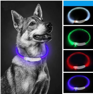 Foreign Trade Cross-Border Fiber Optic Dog Luminous Collar Led Luminous Collar Full Body Shiny Pet Collar Universal at Night