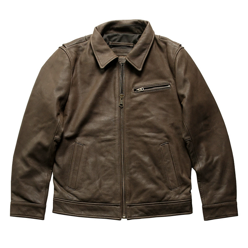 Retro matte leather jacket, American style, genuine leather