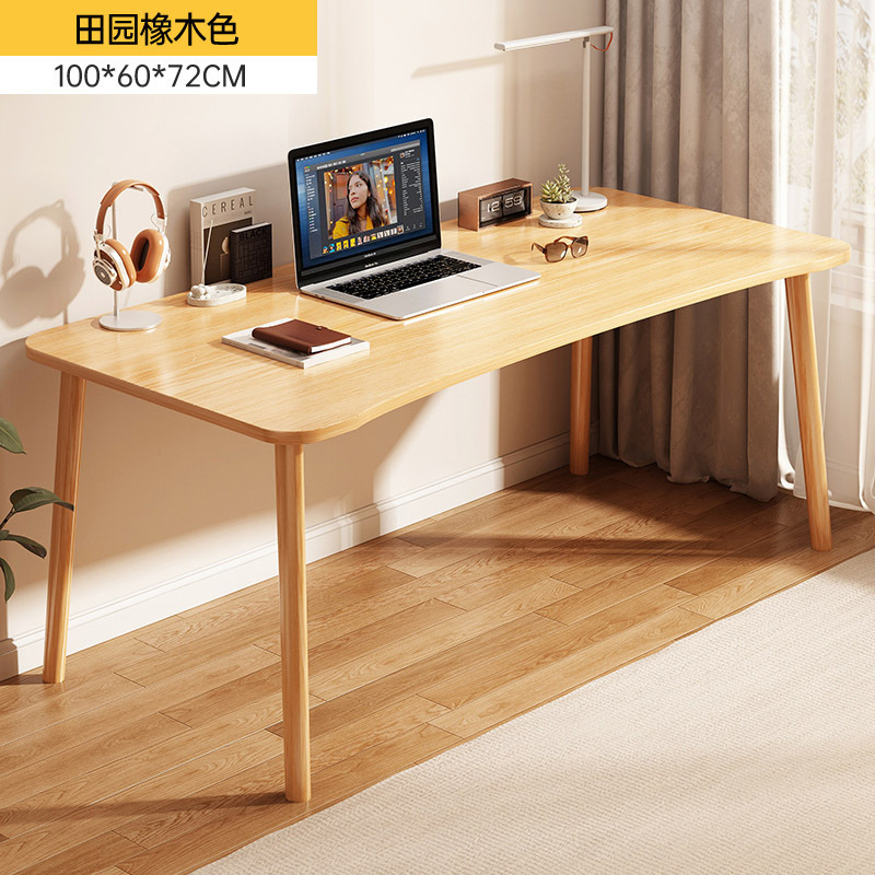 Escritorio rectangular simple para computadora, ideal para viviendas de alquiler, dormitorio, oficina en casa, escritorio de estudio para niñas.
