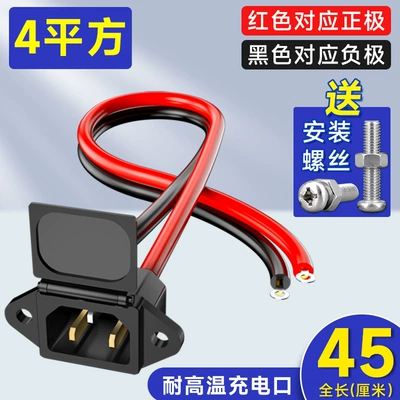 charging adapter interface power cord | Other Electric Vehicle Accessories - screws-provided-pure-copper-4-square-meters-high-temperature-resistant-charging-port-45cm-long