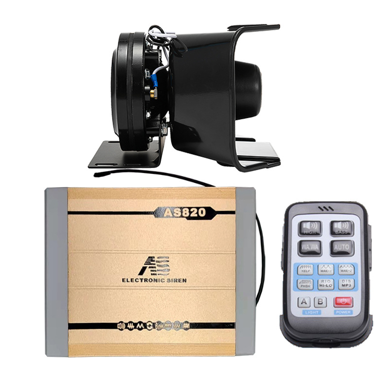 Car wireless alarm 12V car loudspeaker siren with multiple high-pitched sounds AS820GH + Black Falcon speaker