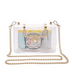 Ladies Transparent Crossbody Bag Shoulder Bag Purse with Detachable Gold Chain Strap Transparent Chain Bag