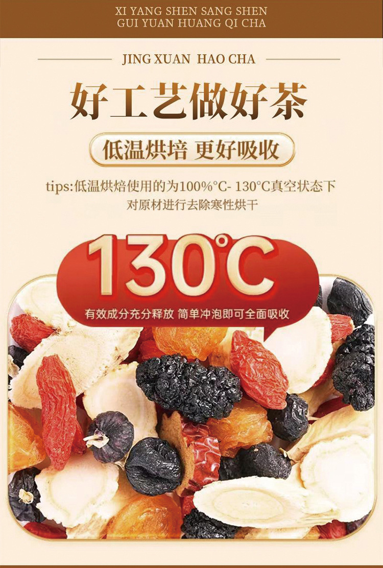 American Ginseng Astragalus Mulberry Goji Tea Qibao Tea 120g Individually Wrapped Herbal Blend specifications