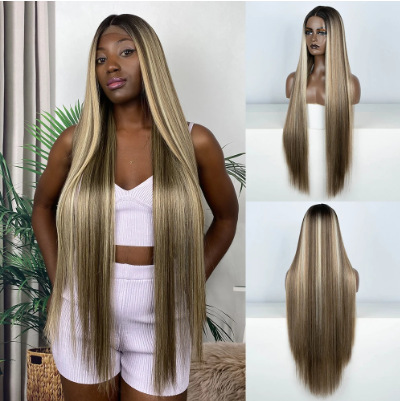 Special Offer Machine-Made Full Head Wig for Women, Straight Hair, Fluffy, High-Temperature Synthetic Fiber, Factory Wholesale