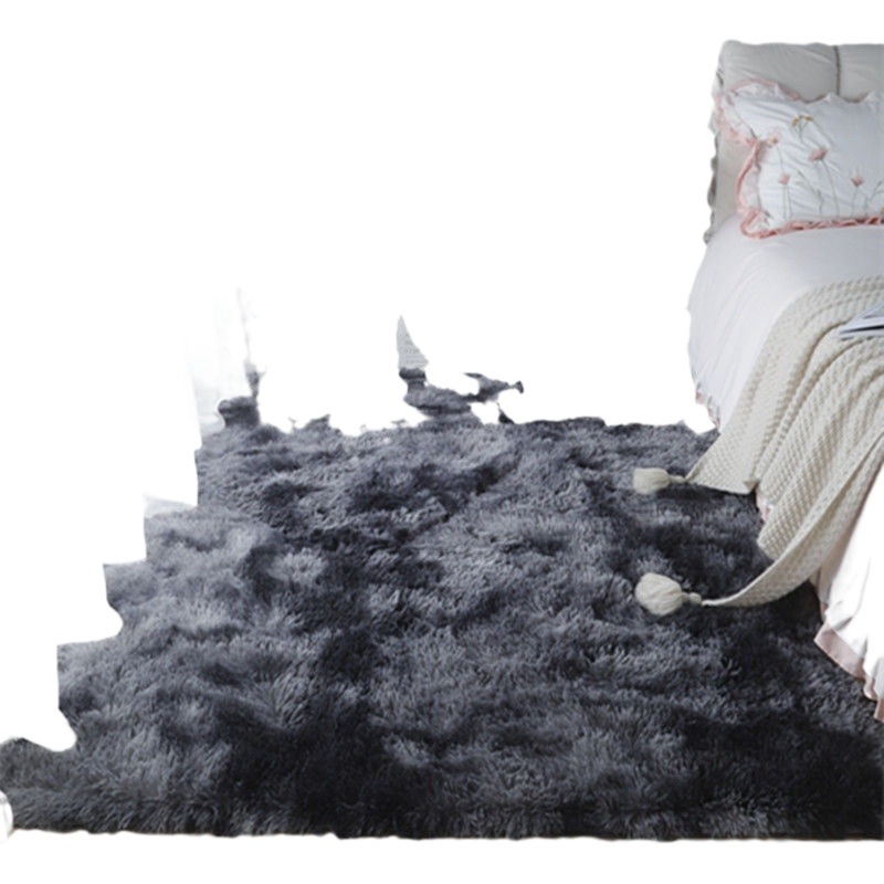 Cross-border tie-dyed silk wool carpet living room carpet sofa coffee table blanket bedroom bedside blanket long hair mat factory wholesale